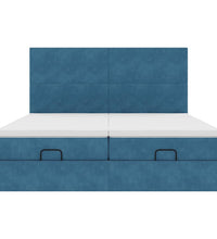 Ottoman-Bett mit Matratzen Dunkelblau 160x200 cm Samt