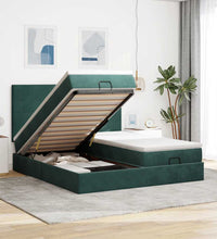 Ottoman-Bett mit Matratzen Dunkelgrün 180x200 cm Samt