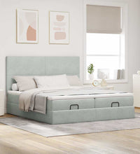 Ottoman-Bett mit Matratzen Hellgrau 200x200 cm Samt