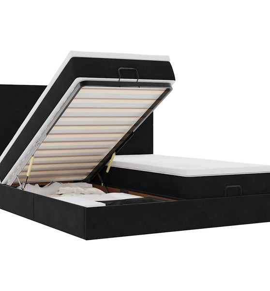 Ottoman-Bett mit Matratzen Schwarz 200x200 cm Samt