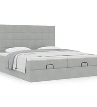 Ottoman-Bett mit Matratzen Hellgrau 160x200 cm Samt