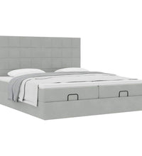 Ottoman-Bett mit Matratzen Hellgrau 160x200 cm Samt
