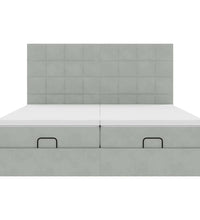 Ottoman-Bett mit Matratzen Hellgrau 160x200 cm Samt