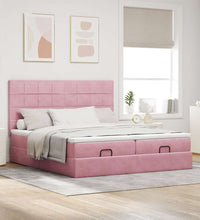 Ottoman-Bett mit Matratzen Rosa 160x200 cm Samt