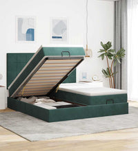 Ottoman-Bett mit Matratzen Dunkelgrün 180x200 cm Samt