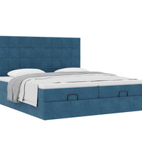 Ottoman-Bett mit Matratzen Dunkelblau 180x200 cm Samt