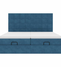Ottoman-Bett mit Matratzen Dunkelblau 180x200 cm Samt