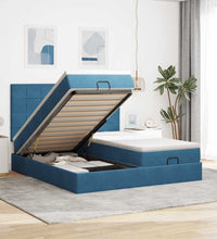 Ottoman-Bett mit Matratzen Dunkelblau 180x200 cm Samt