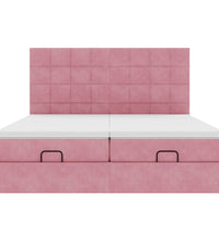 Ottoman-Bett mit Matratzen Rosa 180x200 cm Samt