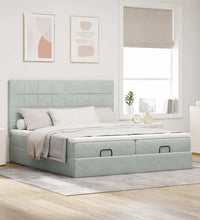 Ottoman-Bett mit Matratzen Hellgrau 200x200 cm Samt