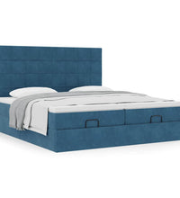 Ottoman-Bett mit Matratzen Dunkelblau 200x200 cm Samt