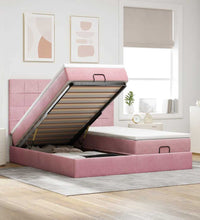 Ottoman-Bett mit Matratzen Rosa 200x200 cm Samt