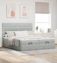 Ottoman-Bett mit Matratzen Hellgrau 160x200 cm Samt