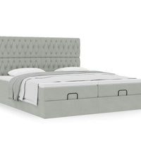 Ottoman-Bett mit Matratzen Hellgrau 160x200 cm Samt