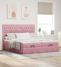 Ottoman-Bett mit Matratzen Rosa 160x200 cm Samt