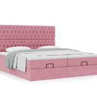 Ottoman-Bett mit Matratzen Rosa 160x200 cm Samt