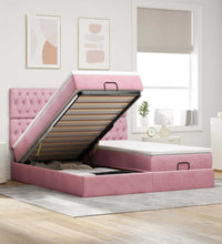 Ottoman-Bett mit Matratzen Rosa 160x200 cm Samt