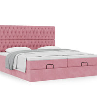 Ottoman-Bett mit Matratzen Rosa 180x200 cm Samt