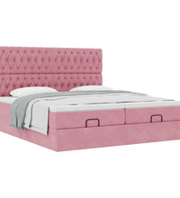 Ottoman-Bett mit Matratzen Rosa 200x200 cm Samt