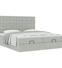 Ottoman-Bett mit Matratzen Hellgrau 160x200 cm Samt