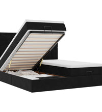 Ottoman-Bett mit Matratzen Schwarz 160x200 cm Samt
