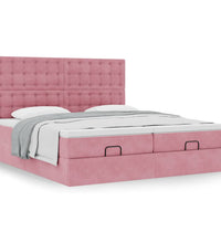 Ottoman-Bett mit Matratzen Rosa 160x200 cm Samt