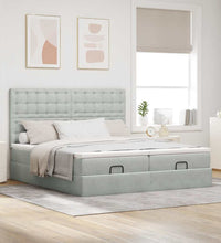 Ottoman-Bett mit Matratzen Hellgrau 180x200 cm Samt