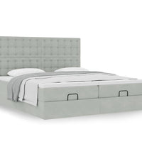 Ottoman-Bett mit Matratzen Hellgrau 180x200 cm Samt