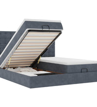 Ottoman-Bett mit Matratzen Dunkelgrau 180x200 cm Samt
