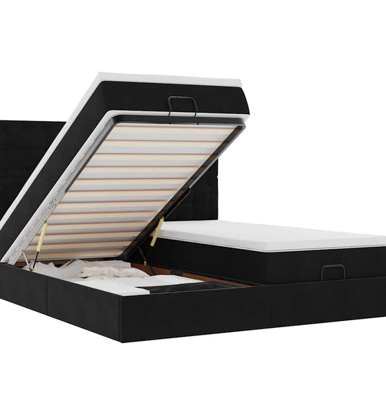 Ottoman-Bett mit Matratzen Schwarz 180x200 cm Samt