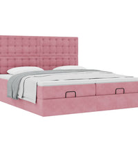 Ottoman-Bett mit Matratzen Rosa 180x200 cm Samt