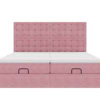 Ottoman-Bett mit Matratzen Rosa 180x200 cm Samt