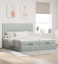 Ottoman-Bett mit Matratzen Hellgrau 200x200 cm Samt