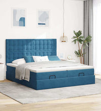 Ottoman-Bett mit Matratzen Dunkelblau 200x200 cm Samt