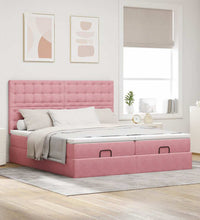 Ottoman-Bett mit Matratzen Rosa 200x200 cm Samt