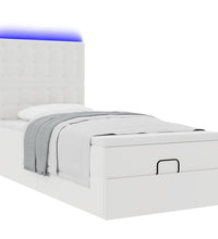 Ottoman-Bett mit Matratze & LEDs Weiß 80x200 cm Kunstleder