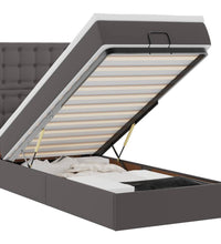 Ottoman-Bett mit Matratze & LEDs Grau 80x200 cm Kunstleder