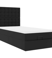 Ottoman-Bett mit Matratze & LEDs Schwarz 90x190 cm Kunstleder