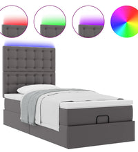Ottoman-Bett mit Matratze & LEDs Grau 90x190 cm Kunstleder
