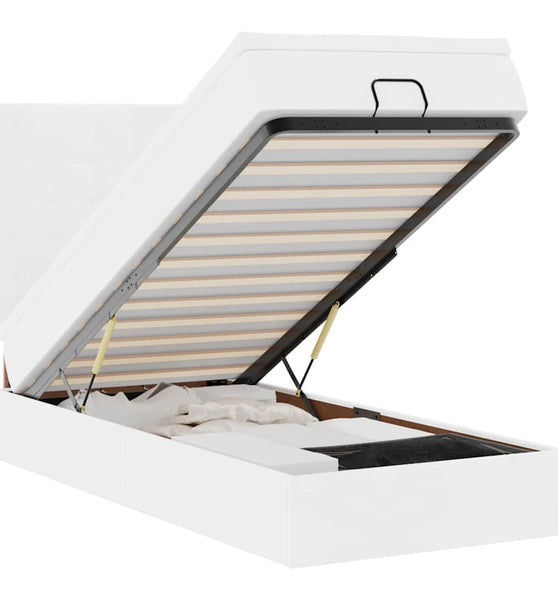 Ottoman-Bett mit Matratze & LEDs Weiß 90x200 cm Kunstleder