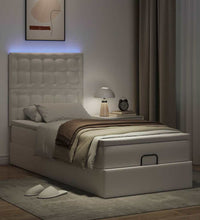 Ottoman-Bett mit Matratze & LEDs Weiß 90x200 cm Kunstleder