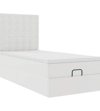 Ottoman-Bett mit Matratze & LEDs Weiß 90x200 cm Kunstleder