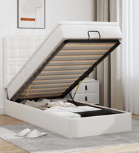 Ottoman-Bett mit Matratze & LEDs Weiß 90x200 cm Kunstleder