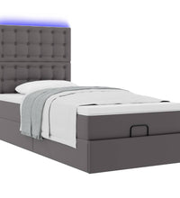 Ottoman-Bett mit Matratze & LEDs Grau 90x200 cm Kunstleder