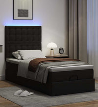 Ottoman-Bett mit Matratze & LEDs Schwarz 100x200 cm Kunstleder