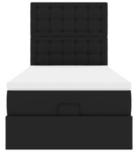 Ottoman-Bett mit Matratze & LEDs Schwarz 100x200 cm Kunstleder
