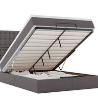 Ottoman-Bett mit Matratze & LEDs Grau 140x200 cm Kunstleder