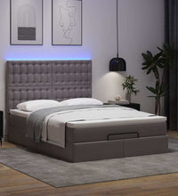 Ottoman-Bett mit Matratze & LEDs Grau 140x200 cm Kunstleder
