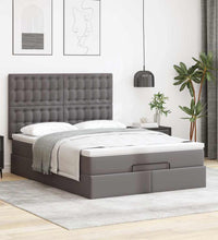 Ottoman-Bett mit Matratze & LEDs Grau 140x200 cm Kunstleder