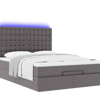 Ottoman-Bett mit Matratze & LEDs Grau 140x200 cm Kunstleder
